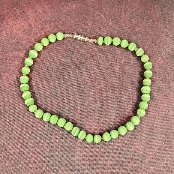 💜Jade Green Beaded Anklet - Picture 1 of 6